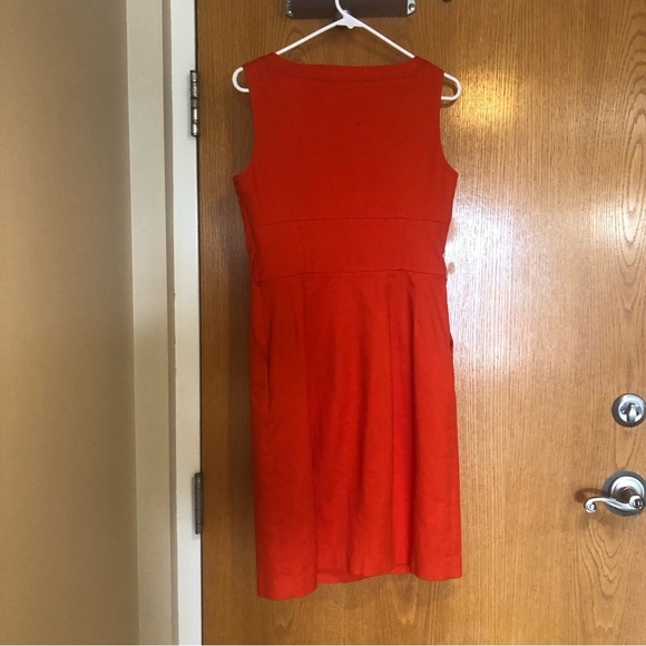 Tory Burch Leena Twill Sheath Midi Knee Length Dress Red Sz 6 - Picture 6 of 16
